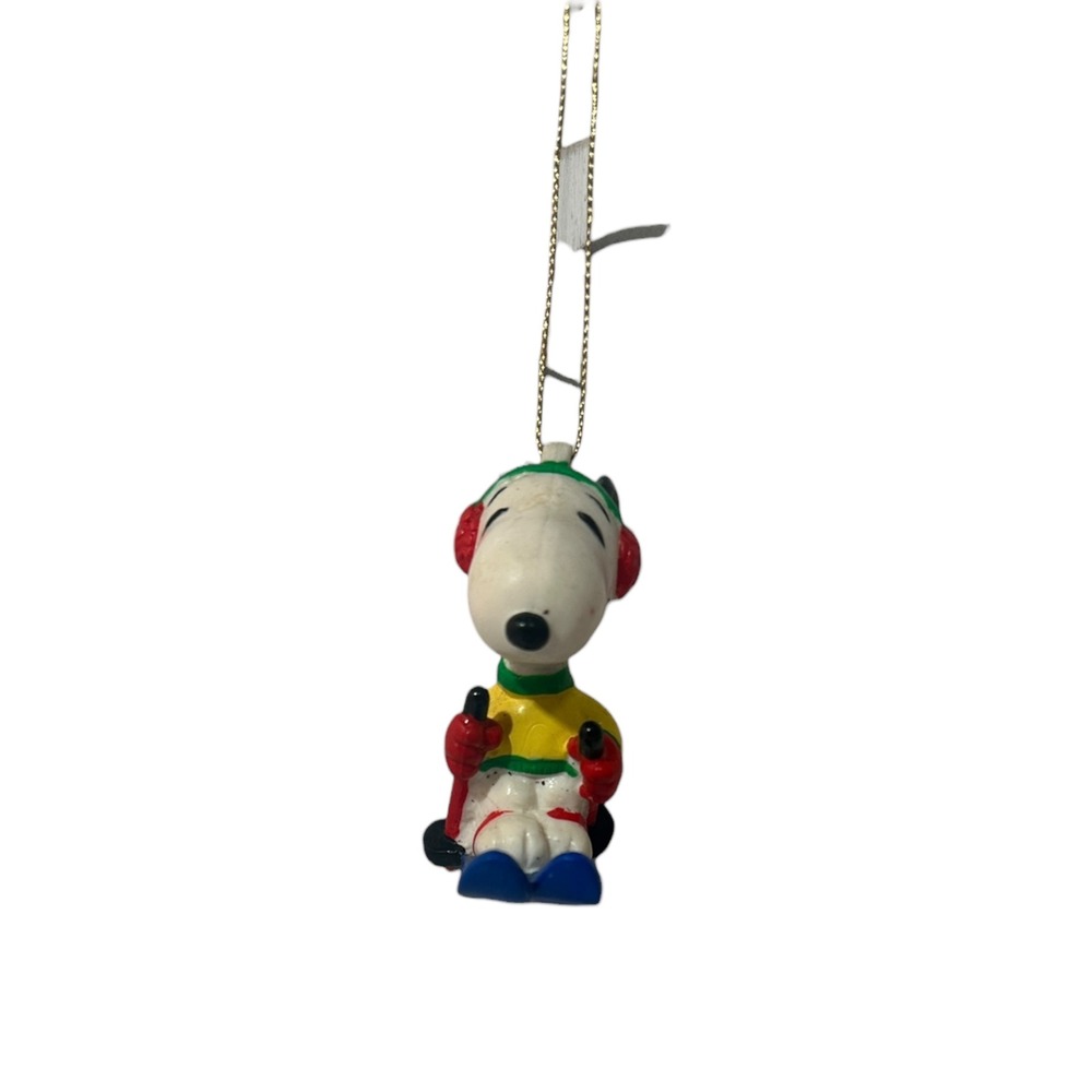 Vintage Peanuts Snoopy Skiing Ornament Santa Dog United Feature Syndicate - Picture 6 of 7